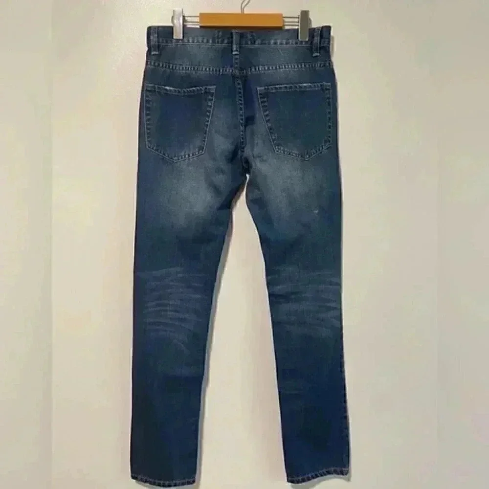Topman Skinny Blue Faded Wash Jeans, Size 32R